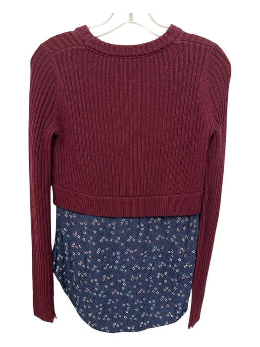 Veronica Beard Size XS Maroon & Navy Wool & Viscose Ribbed Button Down Sweater Maroon & Navy / XS