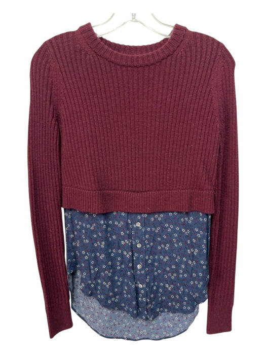 Veronica Beard Size XS Maroon & Navy Wool & Viscose Ribbed Button Down Sweater Maroon & Navy / XS