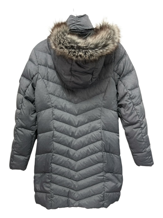 Eddie Bauer Size XS Gray Polyester Blend Detachable Hood Puffer Zip Up Midi Coat Gray / XS