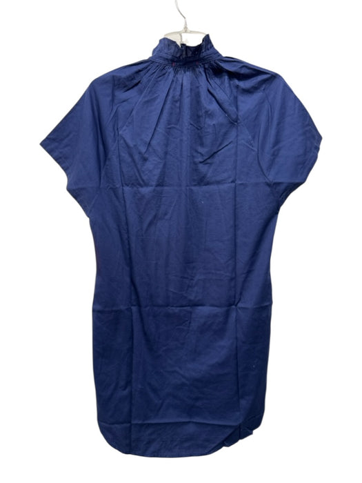 Stark X Size S Navy Blue Cotton Ruffle V Neck Knee length Dress Navy Blue / S