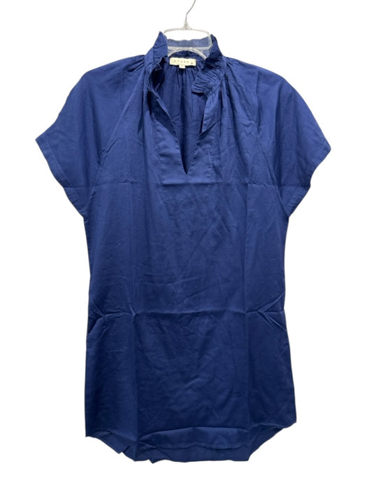 Stark X Size S Navy Blue Cotton Ruffle V Neck Knee length Dress Navy Blue / S