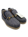 Gucci Shoe Size 8 Navy blue & Cream Wool Shearling Herringbone Horsebit Loafers Navy blue & Cream / 8