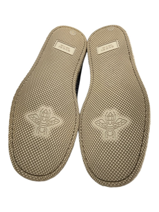 Gucci Shoe Size 8 Navy blue & Cream Wool Shearling Herringbone Horsebit Loafers Navy blue & Cream / 8