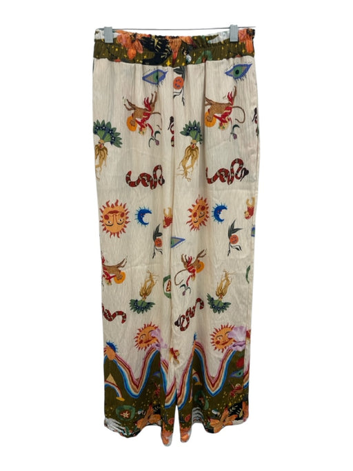 Scandal Italy Size S Beige Viscose Blend Wide Leg Cinch Waist Pants Beige / S