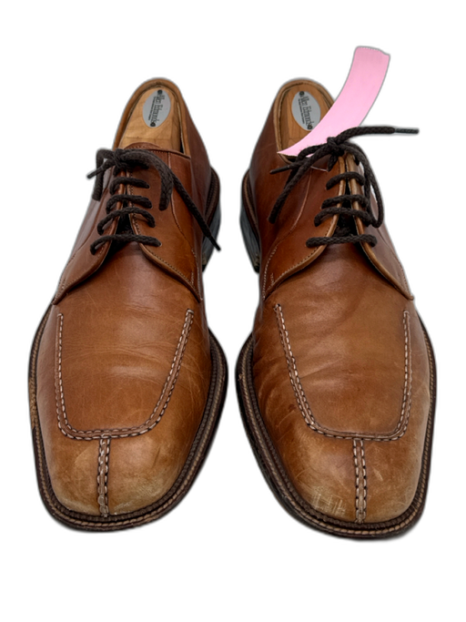 Magnanni Shoe Size 11 AS IS Brown Leather Lace Up Square Toe Stacked Heel Shoes Brown / 11
