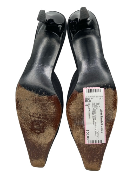 Stuart Weitzman Shoe Size 8 Black Nylon Closed toe Kitten Heel Vintage Mules Black / 8