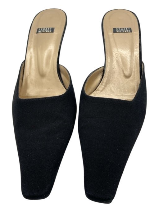 Stuart Weitzman Shoe Size 8 Black Nylon Closed toe Kitten Heel Vintage Mules Black / 8