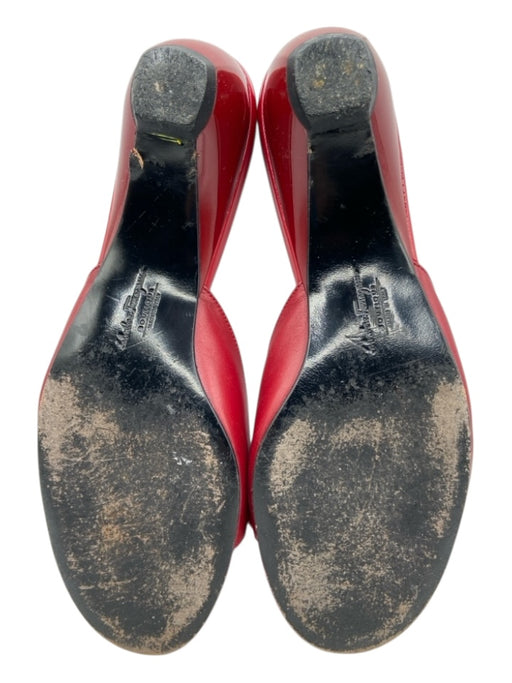 Ferragamo Shoe Size 8 Red Leather Bow Mule Slip On Sandals Red / 8