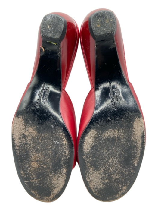 Ferragamo Shoe Size 8 Red Leather Bow Mule Slip On Sandals Red / 8