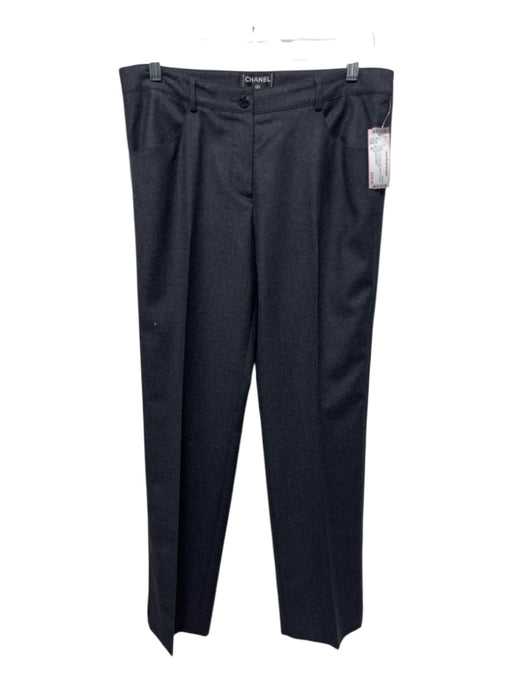 Chanel Size 40 Charcoal Wool Blend Trouser Straight Leg Pants Charcoal / 40