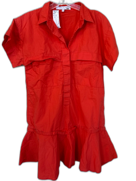 Hunter Bell Size S Orange Cotton Short Sleeve Drop Waist Collar Dress Orange / S