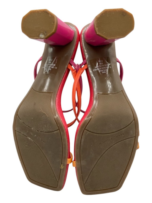Marc Fisher Shoe Size 8.5 Pink & Orange Leather Snake Skin Embossed Mule Sandals Pink & Orange / 8.5