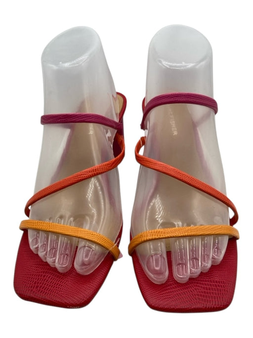 Marc Fisher Shoe Size 8.5 Pink & Orange Leather Snake Skin Embossed Mule Sandals Pink & Orange / 8.5