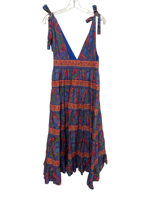 Farm Rio Size S Blue, Red, & Pink Cotton V Neck & Back Sleeveless Dress Blue, Red, & Pink / S