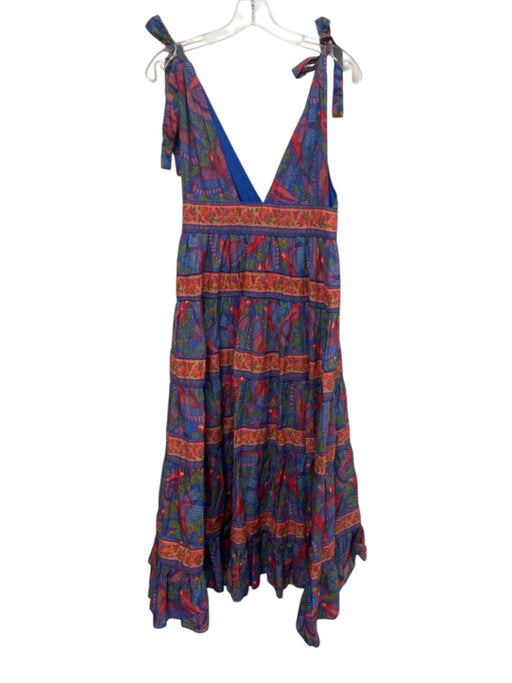 Farm Rio Size S Blue, Red, & Pink Cotton V Neck & Back Sleeveless Dress Blue, Red, & Pink / S