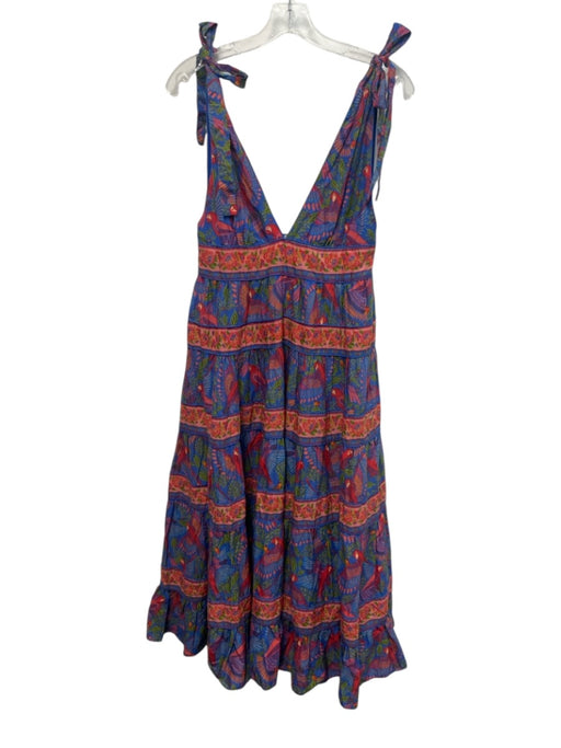 Farm Rio Size S Blue, Red, & Pink Cotton V Neck & Back Sleeveless Dress Blue, Red, & Pink / S