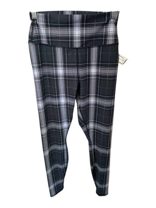 Alo Size Est S Gray & White High Waist Plaid Athletic Leggings Gray & White / Est S