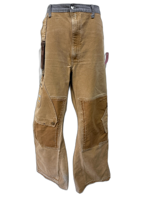 Carhartt Size Est L Tan Cotton Distressed Flared Khakis Men's Pants Tan / Est L