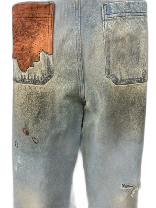 Birth of Royal Child Size L Light Wash Cotton Blend Distressed Jean Flare Pants Light Wash / L