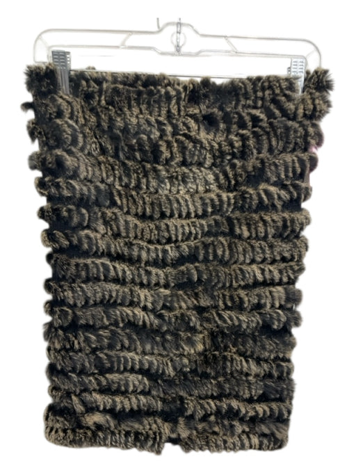 Saks Fifth Ave Black & Beige Rabbit Fur Funnel Neck scarf Black & Beige / One Size