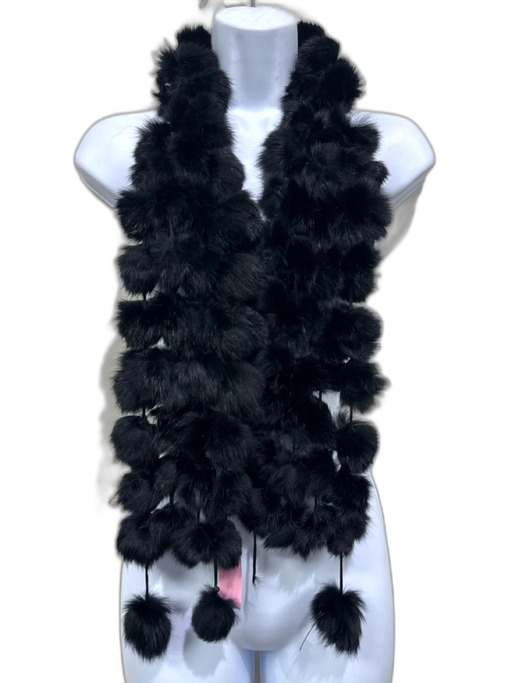 Black Rabbit Fur Balls Stationed scarf Black / One Size