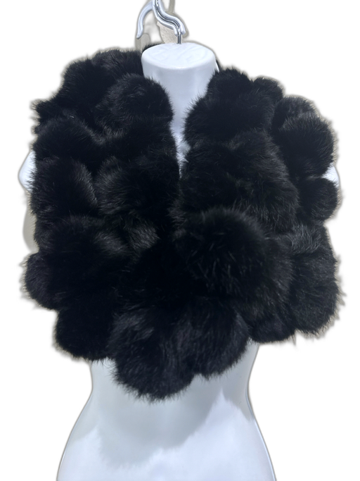 Cejon Black Rabbit Fur Double Strand Balls scarf Black / One Size