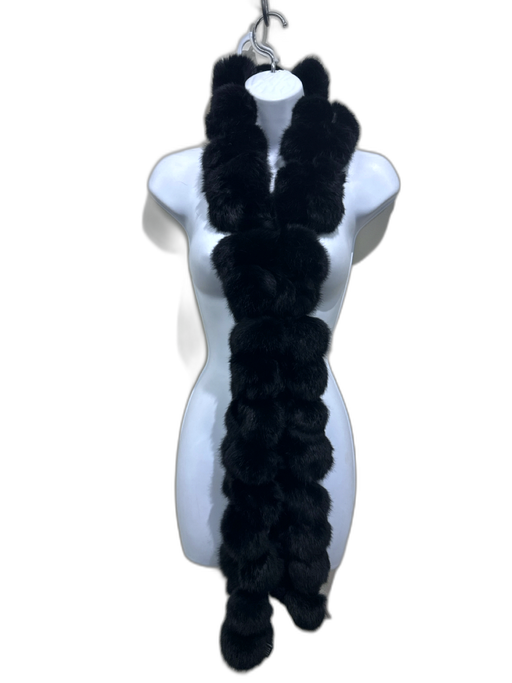 Cejon Black Rabbit Fur Double Strand Balls scarf Black / One Size