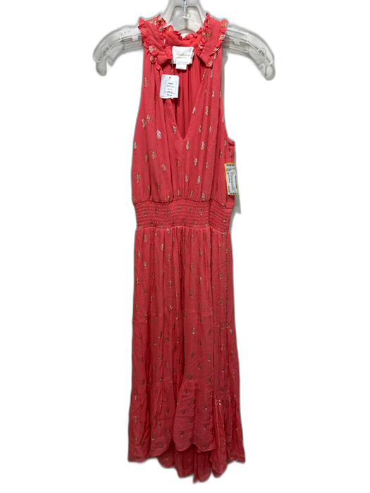 Shoshanna Midnight Size 0 Pink Viscose Smocked Waist Band Sleeveless Midi Dress Pink / 0