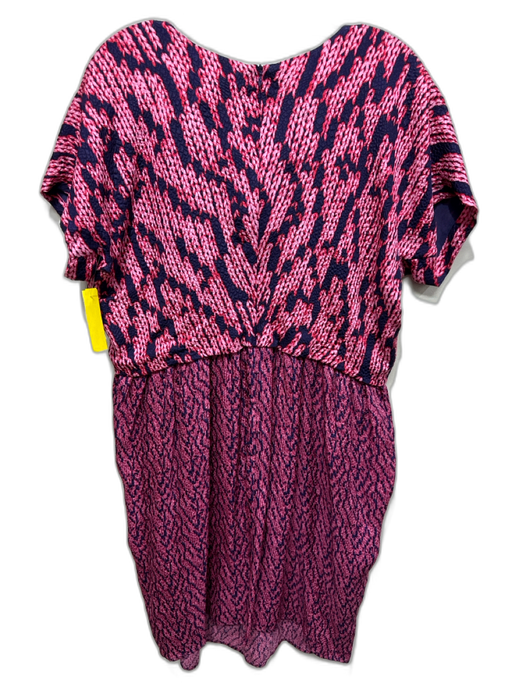 SeeByChloe Size 48 purple & pink Silk Short Sleeve All Over Print Dress purple & pink / 48