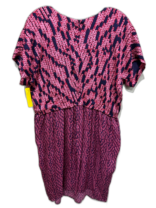 SeeByChloe Size 48 purple & pink Silk Short Sleeve All Over Print Dress purple & pink / 48