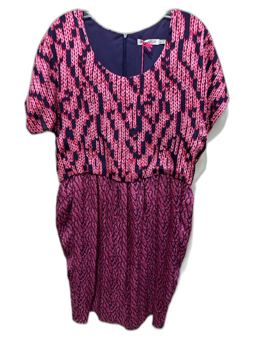 SeeByChloe Size 48 purple & pink Silk Short Sleeve All Over Print Dress purple & pink / 48