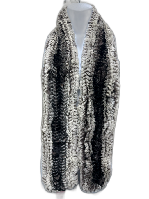 Il Fait Froid Black, Brown, Gray Rex Rabbit Rectangle Striped scarf Black, Brown, Gray