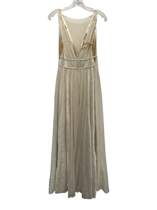 Jenny Yoo Collection Size 2 Champagne Polyester & Metallic V Neck Gown Dress Champagne / 2