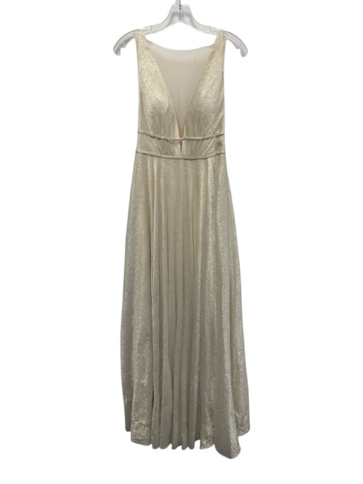Jenny Yoo Collection Size 2 Champagne Polyester & Metallic V Neck Gown Dress Champagne / 2