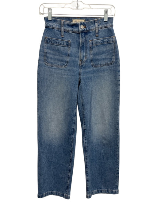 Madewell Size 24 Blue Cotton & Elastane High Rise Wide Leg Jeans Blue / 24