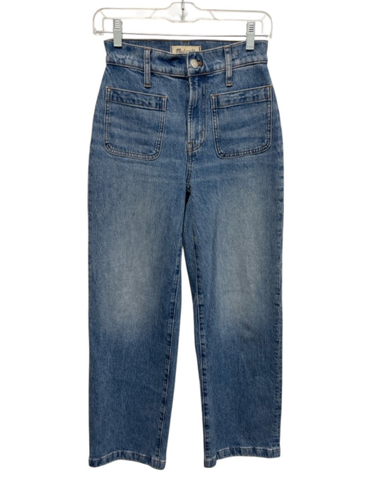 Madewell Size 24 Blue Cotton & Elastane High Rise Wide Leg Jeans Blue / 24