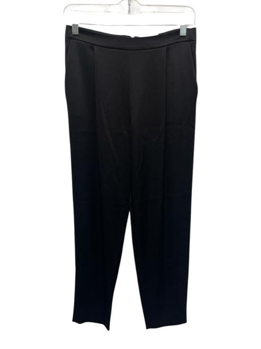 Alice + Olivia Size 2 Black Triacetate & Polyester Satin Back Zip Pleated Pants Black / 2