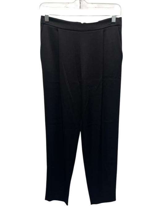 Alice + Olivia Size 2 Black Triacetate & Polyester Satin Back Zip Pleated Pants Black / 2