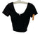 Lululemon Size 2 Black Nylon & Lycra Cropped V Neck Short Sleeve Athletic Top Black / 2