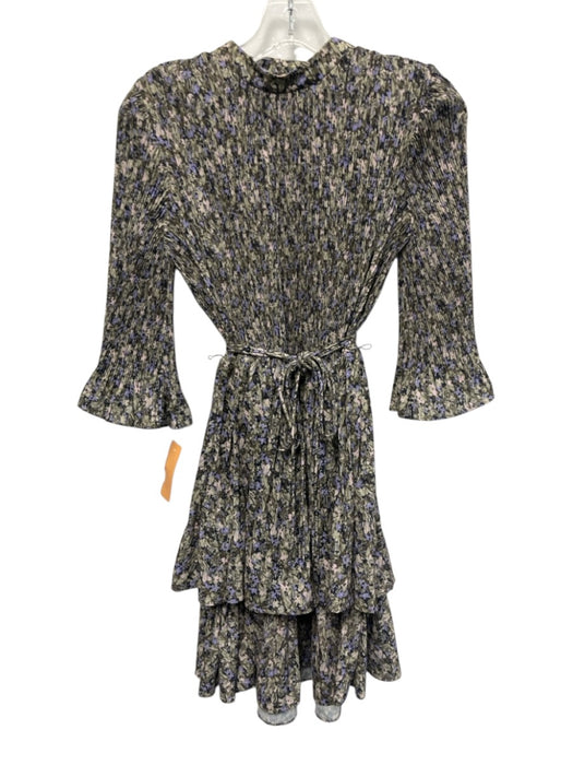 Derek Lam 10 Crosby Size XS Green, Blue & Multi Polyester Long Sleeve Mini Dress Green, Blue & Multi / XS