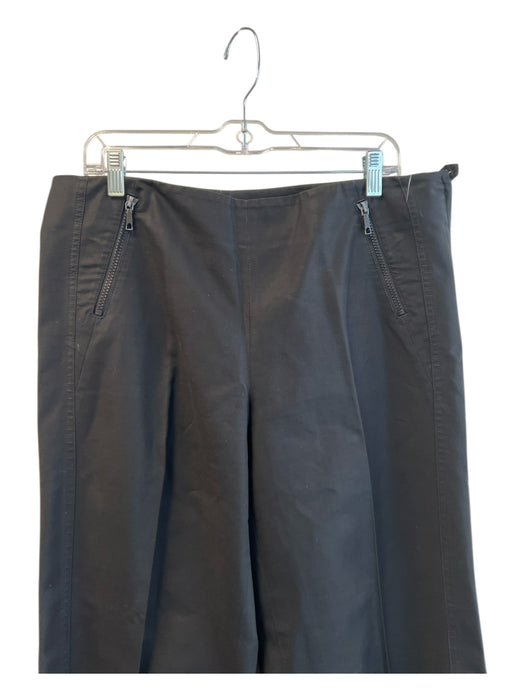 Lafayette 148 Size 12 Black Cotton Blend Straight Cut High Rise Side Zip Pants Black / 12