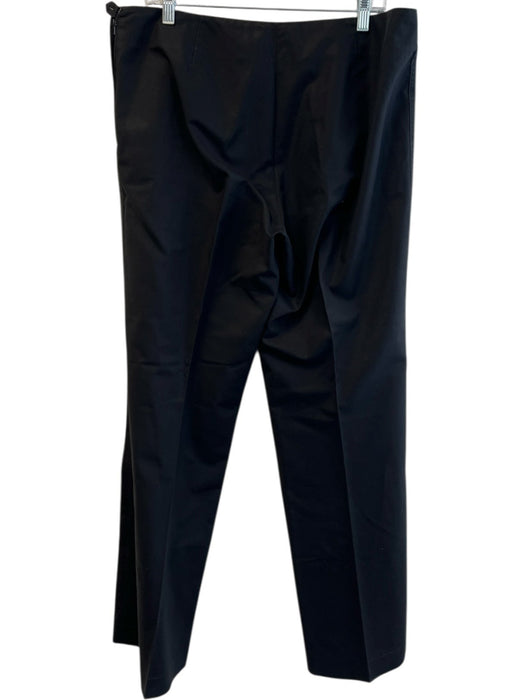 Lafayette 148 Size 12 Black Cotton Blend Straight Cut High Rise Side Zip Pants Black / 12