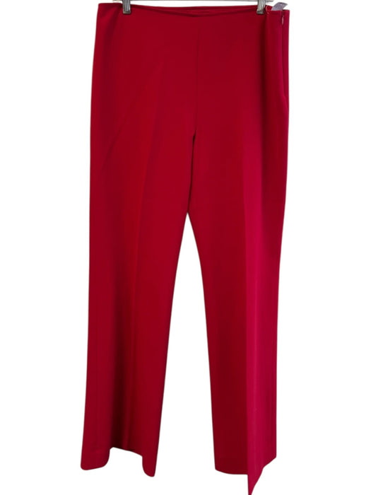Trina Turk Size 12 Red Polyester Straight Leg Side Zip Seam Detail Slacks Pants Red / 12