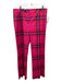 Trina Turk Size XL Pink & Purple Polyester & Viscose Plaid Straight Wide Pants Pink & Purple / XL