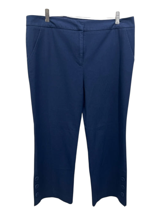 Trina Turk Size XL Navy Blue Cotton Blend Crop Straight Wide Zip & Hook Pants Navy Blue / XL