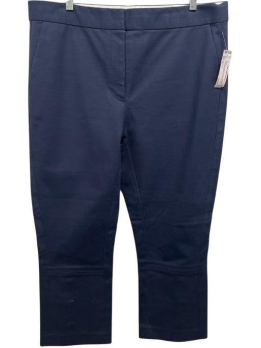 Tory Burch Size XL Navy Blue Cotton & Lyocell Crop Zip & Hook Closure Pants Navy Blue / XL