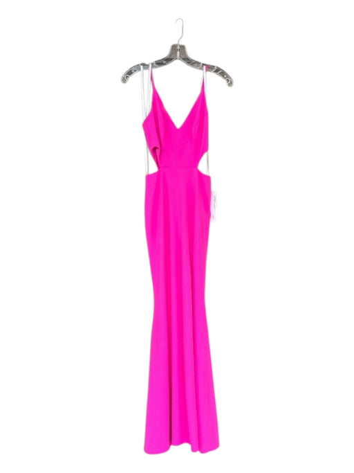 Aqua Size 0 Pink Polyester Blend Spaghetti Strap Side Cut Outs Slit Gown Pink / 0