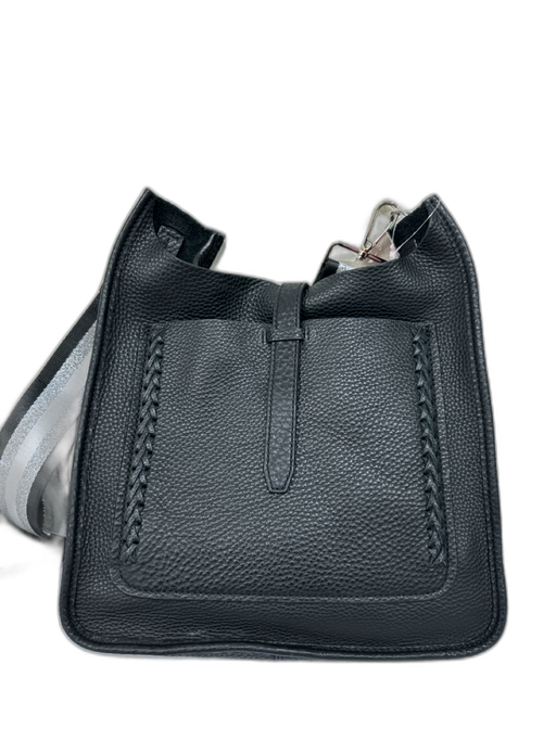 Rebecca Minkoff Black & Silver Pebble Leather Pocket Detachable Strap Bag Black & Silver / Medium