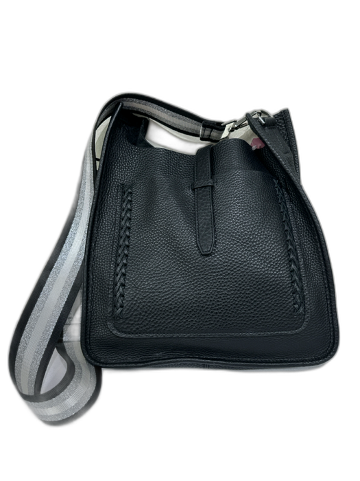 Rebecca Minkoff Black & Silver Pebble Leather Pocket Detachable Strap Bag Black & Silver / Medium