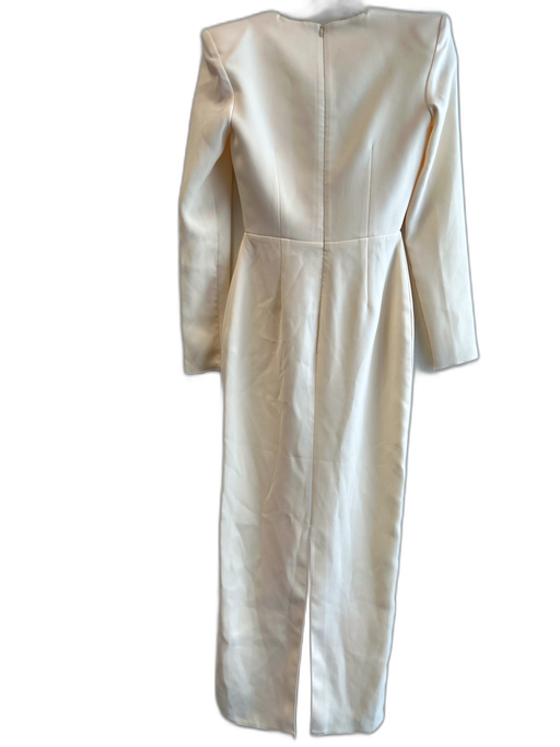 Alex Perry Size 8 Cream Polyester & Acetate Crew Neck Back Zip Dress Cream / 8
